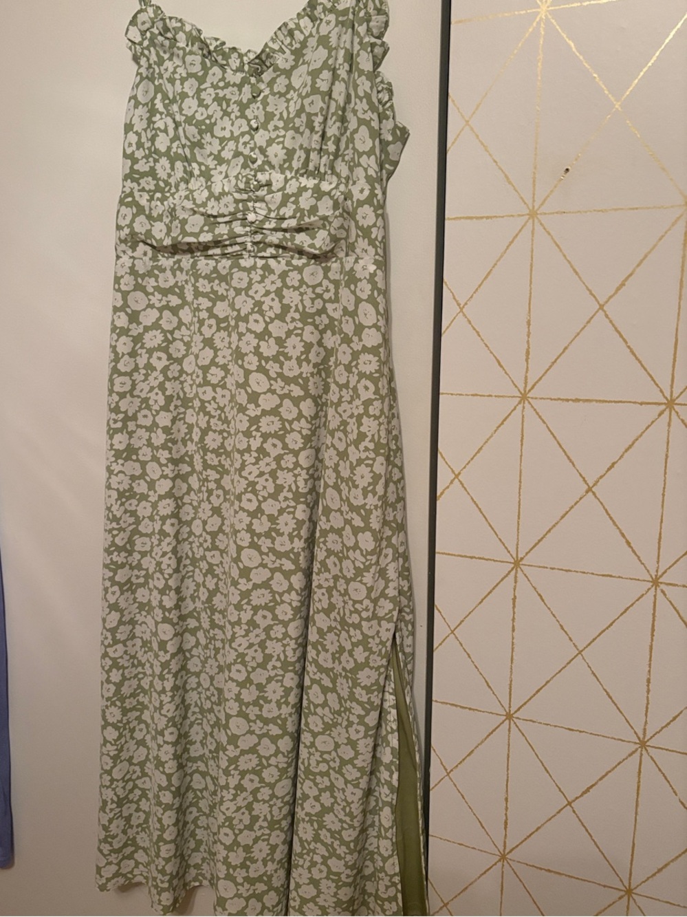 Lulu's Sage Green and White Floral Midi Dress